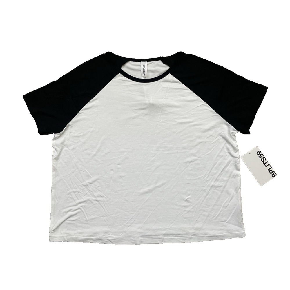 NWT Splits59 Women's Baseball Jersey Tee Black White Sz XS Retail $68 New